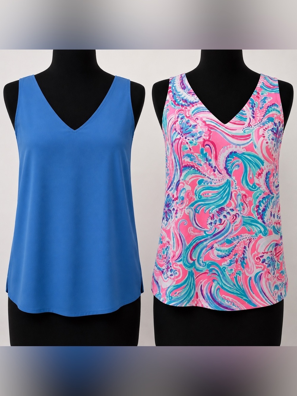 Lilly Pulitzer Reversible Tank Top XXS Pink Blue Paisley Sleeveless V-Neck
